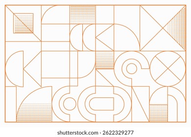A stylish geometric Bauhaus design in golden tones with bold lines and abstract shapes.