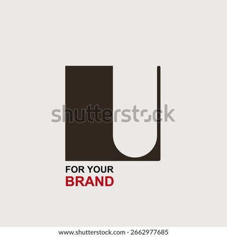 Stylish geometric capital letter U in a modern minimalist design. Perfect template for branding, monogram logos, emblems, icons, or creative identity projects