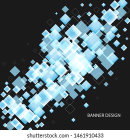 
Stylish geometric design of blue squares on a dark vector background. Brochure template