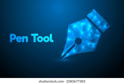 Stylish Geometric Design Featuring a Modern Writing Pen Symbol, Vibrant Colors, and Creative Digital Artwork for Education, Design, and Creative Concept Themes