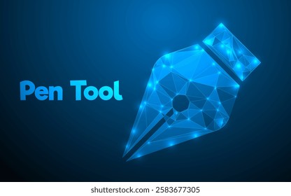 Stylish Geometric Design Featuring a Modern Writing Pen Symbol, Vibrant Colors, and Creative Digital Artwork for Education, Design, and Creative Concept Themes