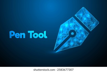 Stylish Geometric Design Featuring a Modern Writing Pen Symbol, Vibrant Colors, and Creative Digital Artwork for Education, Design, and Creative Concept Themes