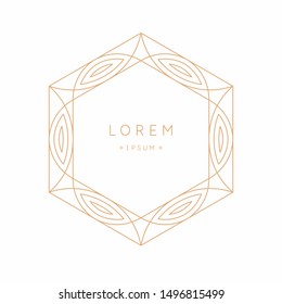 Stylish geometric emblem and template for text placement. Vector illustration in a flat style.