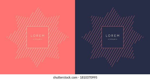 Elegante emblema geométrico y plantilla para la colocación de texto. Ilustración vectorial en un estilo plano.