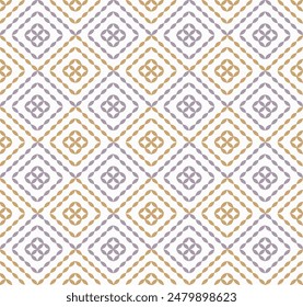 Stylish geometric flower background. Seamless vector pattern. simple single element  used geometrical spring viiolet, yellow colour in textile, wallpapers ..,