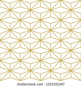 Stylish geometric linear background in gold. Seamless vector pattern