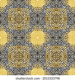 Stylish geometric mandala style seamless pattern in vector, Background. abstract. pattern. Abstract kaleidoscope background on yellow with beige.