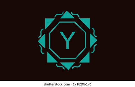 Monograma geométrico elegante con la letra Y sobre un fondo negro. Ilustración vectorial del signo, símbolo, emblema.