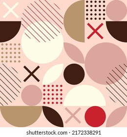 stylish geometric pattern with circles, lines, dots and other shapes