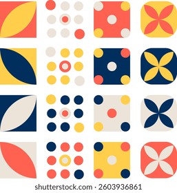 A stylish geometric pattern with organic shapes and a bold color palette. Ideal for branding, packaging, fabric prints, and social media, offering a modern and minimalistic aesthetic