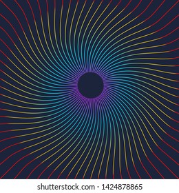Stylish geometric pattern. Ornament of lines and curls. Linear abstract background. Radial waved rays
