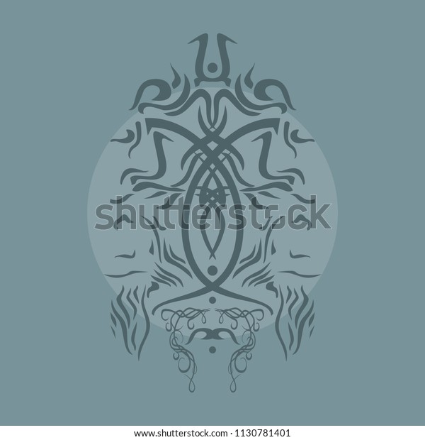 Stylish geometric pattern.
Ornament of lines and curls. Linear abstract background. Tattoo
design