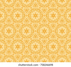 Stylish geometric pattern. Seamless Lace floral ornament. vector illustration. Orange color