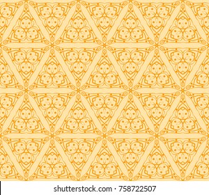Stylish geometric pattern. Seamless Lace floral ornament. vector illustration. Orange color