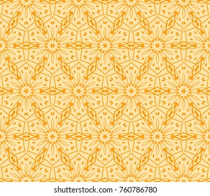 Stylish geometric pattern. Seamless Lace floral ornament. vector illustration. Orange color