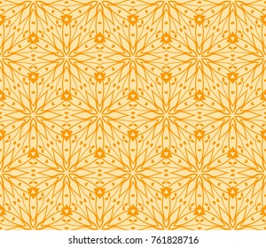 Stylish geometric pattern. Seamless Lace floral ornament. vector illustration. Orange color