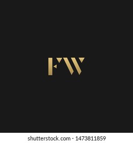 Stylish geometric patterned FW initial based letter icon logo