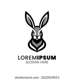 Stylish Geometric Rabbit: A Modern Monochrome Logo Icon