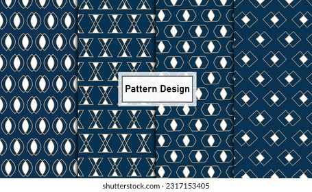Stylish geometric seamless pattern design set .