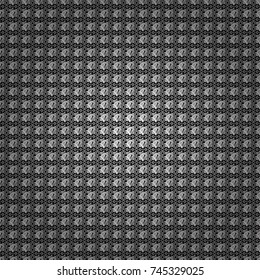 Stylish geometric seamless pattern. Modern vector linear ornament. Regularly repeating tiles grids with black, white and gray dots, polygons, hexagons, rhombuses, difficult polygonal outline shapes.