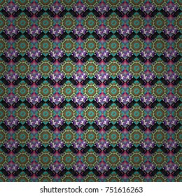 Stylish geometric seamless pattern. Modern vector linear ornament. Regularly repeating tiles grids with black, blue and gray dots, polygons, hexagons, rhombuses, difficult polygonal outline shapes.