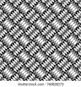 Stylish geometric seamless pattern. Modern vector linear ornament. Regularly repeating tiles grids with white, gray and black dots, polygons, hexagons, rhombuses, difficult polygonal outline shapes.