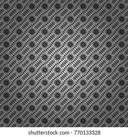 Stylish geometric seamless pattern. Modern vector linear ornament. Regularly repeating tiles grids with white, gray and black dots, polygons, hexagons, rhombuses, difficult polygonal outline shapes.
