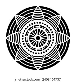 Stylish geometric shapes round ornament isolated on white background. Stylized vector flower. Design elements. Template for greeting card, invitation. Vector illustration.