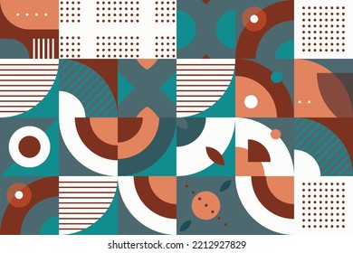 Stylish geometric shapes vector seamless pattern It consists of a polyhedron such as a circle square triangle Used in the textile industry, fabric pattern, paper, wallpaper, book cover