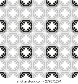 Stylish geometric texture with repeated circles and diamonds. Retro. Vintage. Monochrome. Backdrop. Seamless pattern.  Vector illustration