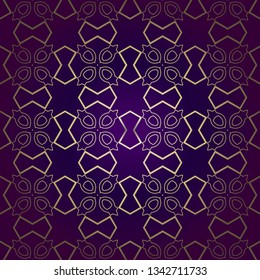 Stylish Geometric Texture. Repeating Background With Chaotic Forms. Vector Ornament. For Wallpaper, Fashion, Print, Scrapbook Paper, Advert, Business, Presentation. Luxury design in purple gold color
