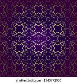 Stylish Geometric Texture. Repeating Background With Chaotic Forms. Vector Ornament. For Wallpaper, Fashion, Print, Scrapbook Paper, Advert, Business, Presentation. Luxury design in purple gold color