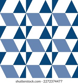 Stylish geometric vector pattern of triangles in blue tones for design and printing.