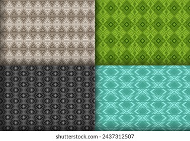 Elegante conjunto de patrones geométricos de chevron sin costuras. Patrones étnicos tracería india. Chevron diamante geométrico vector sin fin paquete de telón de fondo. Copias de fondo monocromas.