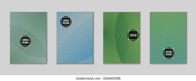 Stylish geometrical lines notebook cover vector. Minimalistic notepad cover theme set. Colorful title page design for journalistic notebook, dairy or notepad.