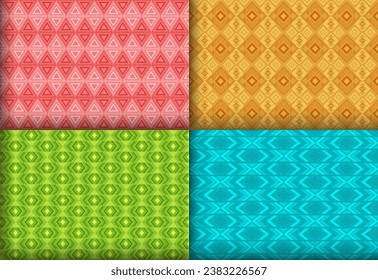 Geometría elegante rhombus juego de tracería sin fisuras. Motivos árabes de patrones étnicos. Conjunto de texturas interminables del elemento Rhombus con vector geométrico. Muestras de fondo monocromas.
