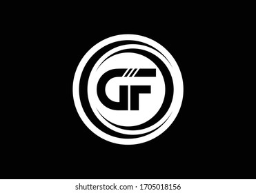 Stylish GF logo in black and white great for modern business card or website
