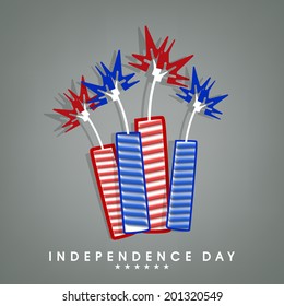 Stylish gift boxes with stars on grey background for American Independence Day celebrations. 