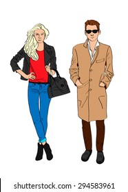Stylish girl and boy