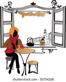 Stylish girl in the cafe