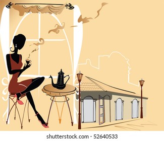 Stylish girl in the cafe