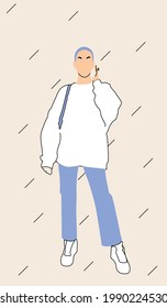 Stylish girl in the middle of the rain