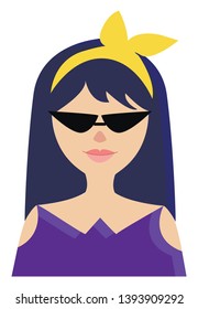 Stylish girl with sunglasses and yellow scarf vector illustration 