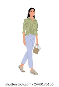 Stylish girl wearing smart casual office outfit.