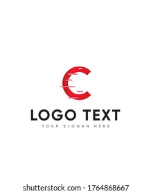 Stylish glitch letter type C logo template, vector logo for business and company identity 