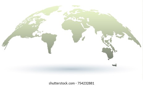 Stylish Globe Map in Light Smoky Grey Color with Shadow. Best Choice for Web Presentations. Vector Illustration