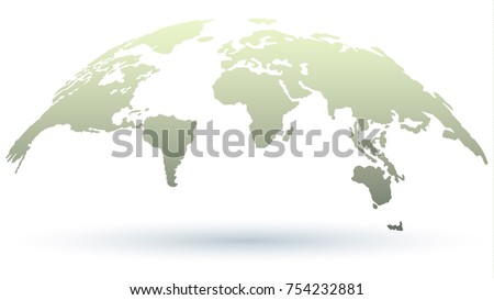 Stylish Globe Map in Light Smoky Grey Color with Shadow. Best Choice for Web Presentations. Vector Illustration