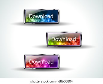 Stylish Glossy Download Buttons for Web Templates with colorful Parts