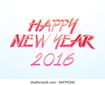 Stylish glossy text Happy New Year 2016 on snowflakes decorated shiny background.
