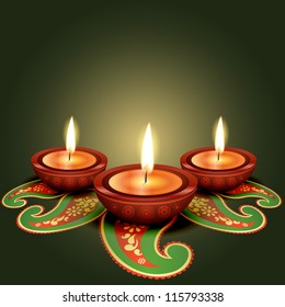 stylish glowing diwali diya background